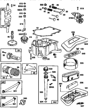 Engine 42a707-1625-01 (71/500) Diagram and Parts List for 917256661  Craftsman Lawn Tractor