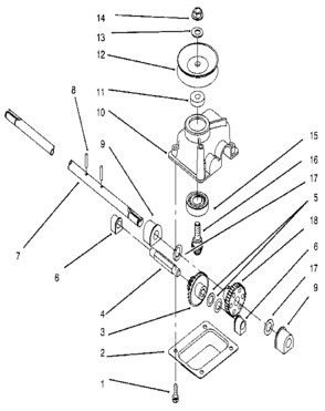 Gear Case Assembly Diagram and Parts List for 3934  Craftsman Lawn Mower
