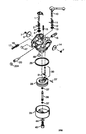 Carburetor 640112 Diagram and Parts List for 143988001  Craftsman Engine