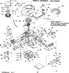 Replacement Parts Diagram and Parts List for 143276322  Craftsman Engine