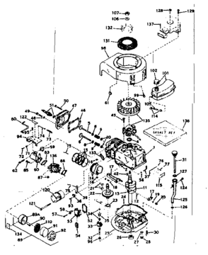 Basic Engine Diagram and Parts List for 143184112  Craftsman Engine