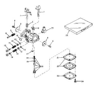 Carburetor No. 631451 Diagram and Parts List for 14370252H  Craftsman Engine