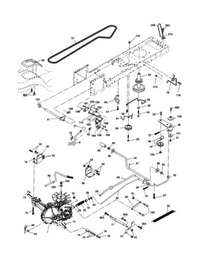 Drive Diagram and Parts List for 917256740  Craftsman Lawn Tractor