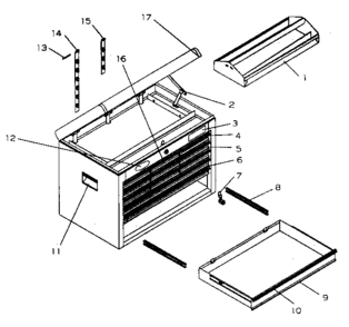 Chest Diagram and Parts List for 706659122  Craftsman Tool Stand & Cart