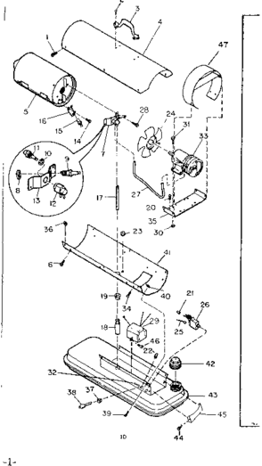 Heater Assembly Diagram and Parts List for A50  Craftsman Heater