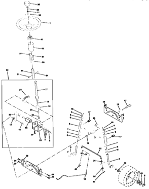 Steering Assembly Diagram and Parts List for 917270620  Craftsman Lawn Tractor