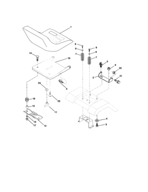Seat Assembly Diagram and Parts List for 917277130  Craftsman Lawn Tractor