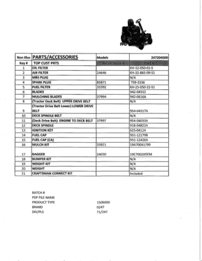 Top Customer Parts Diagram and Parts List for 247204000  Craftsman Engine