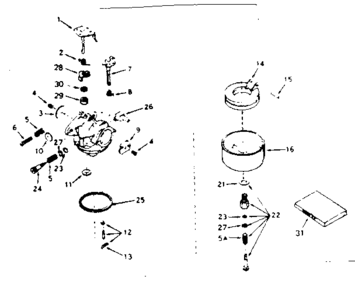 Carburetor Diagram and Parts List for 143276482  Craftsman Engine