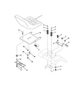 Seat Assembly Diagram and Parts List for 917252800  Craftsman Lawn Tractor