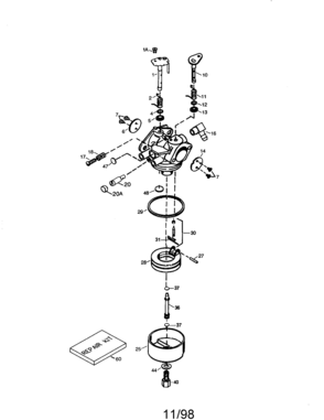 Carburetor No. 640164 Diagram and Parts List for 143991300  Craftsman Engine