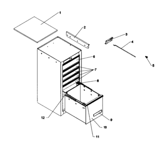 Tool Cabinet Diagram and Parts List for 706825590  Craftsman Tool Stand & Cart