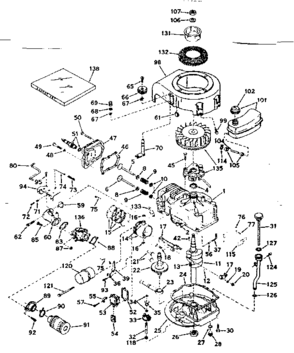 Basic Engine Diagram and Parts List for 143214192  Craftsman Engine