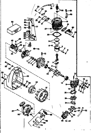 Crankcase Diagram and Parts List for 91760042  Craftsman Chainsaw