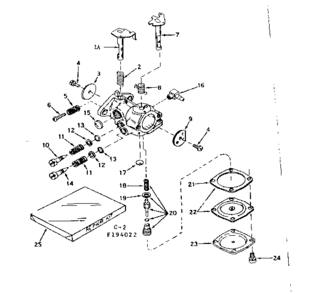 Carburetor Diagram and Parts List for 143194022  Craftsman Engine