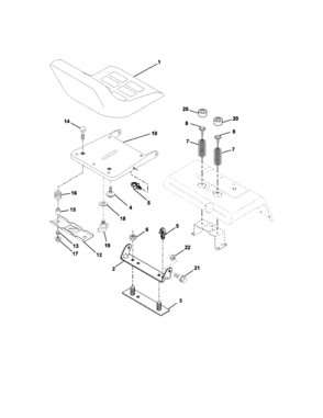 Seat Assembly Diagram and Parts List for 917279982  Craftsman Lawn Tractor