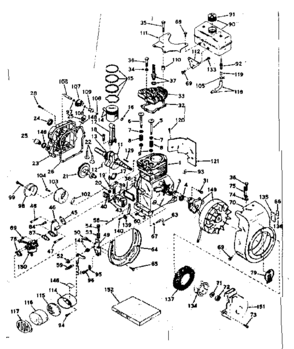 Basic Engine Diagram and Parts List for 143571172  Craftsman Engine