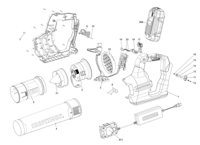 Diagram Diagram and Parts List for CMCBL760E1 Type 1 Craftsman Leaf Blower / Vacuum