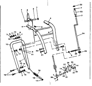 Upper Handle Assembly Diagram and Parts List for 8875  Craftsman Snow Blower