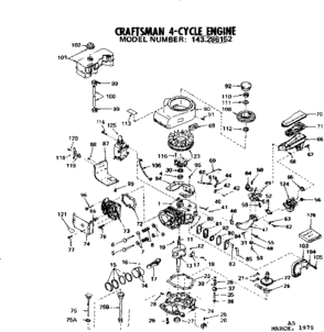 Replacement Parts Diagram and Parts List for 143286152  Craftsman Engine