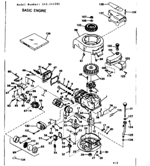 Basic Engine Diagram and Parts List for 143141282  Craftsman Engine