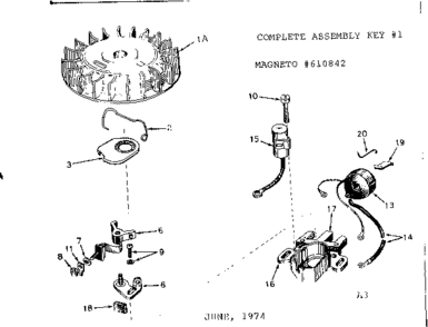 Magneto Diagram and Parts List for 143716012  Craftsman Engine