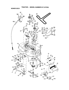 Mower Deck Diagram and Parts List for 917273763  Craftsman Lawn Tractor