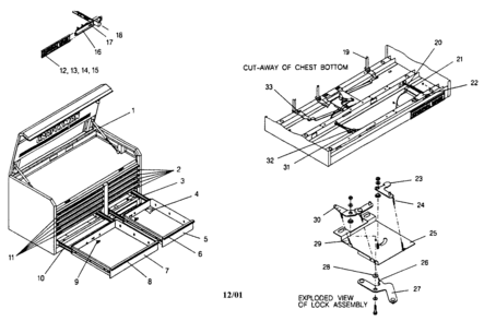 Tool Chest Diagram and Parts List for 706654851  Craftsman Tool Stand & Cart