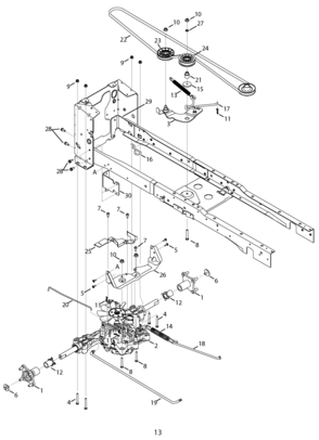 PG 13-TRANSMISSION Diagram and Parts List for 247204470 Type 0 Craftsman Lawn Mower