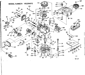 Replacement Parts Diagram and Parts List for 143254372  Craftsman Engine