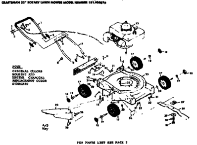Replacement Parts Diagram and Parts List for 131902575  Craftsman Lawn Mower
