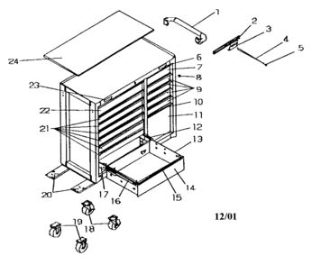 Tool Chest Diagram and Parts List for 706597240  Craftsman Tool Stand & Cart