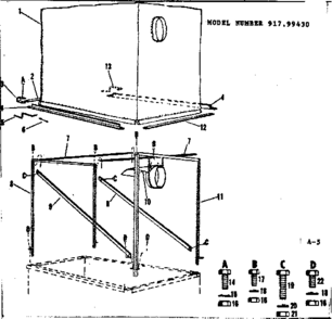 Main Frame Diagram and Parts List for 91799430  Craftsman Lawn Tractor
