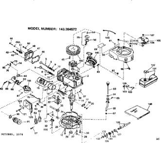 Replacement Parts Diagram and Parts List for 143264572  Craftsman Engine
