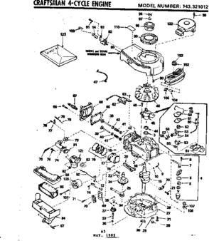 Replacement Parts Diagram and Parts List for 143321012  Craftsman Engine