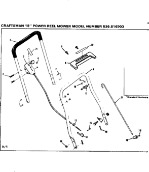 Handle Assembly Diagram and Parts List for 536816903  Craftsman Lawn Mower
