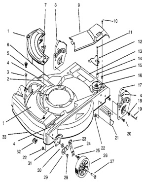 Deck & Wheel Assembly (self Propelled) Diagram and Parts List for 3934  Craftsman Lawn Mower