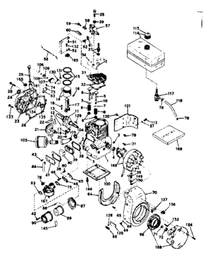 Basic Engine Diagram and Parts List for 143546032  Craftsman Engine