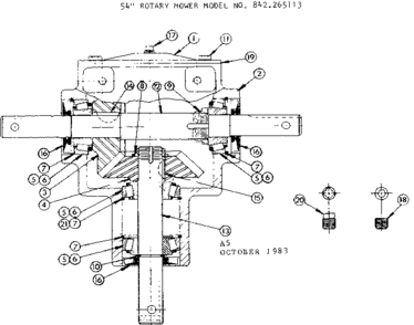 Gearcase Diagram and Parts List for 842265113  Craftsman Lawn Tractor