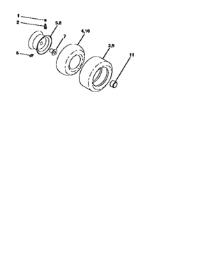 Wheels Diagram and Parts List for 917252512  Craftsman Lawn Tractor