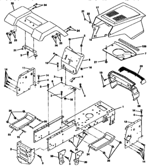 Chassis And Enclosures Diagram and Parts List for 917252512  Craftsman Lawn Tractor