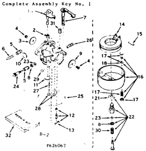 Carburetor Diagram and Parts List for 143626062  Craftsman Engine