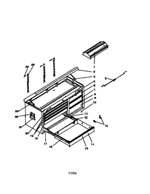 Chest With Ball Bearing Slides Diagram and Parts List for 706596231  Craftsman Tool Stand & Cart