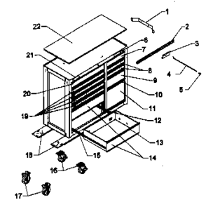 Part Location Diagram of A15459A34 Craftsman Tool chest caster set