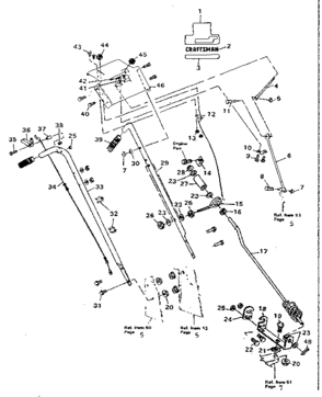 Handle Assembly Diagram and Parts List for 536884600  Craftsman Snow Blower