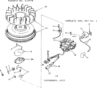 Magneto Diagram and Parts List for 143326122  Craftsman Engine
