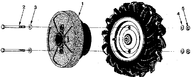 Wheel assembly Diagram and Parts List for 98729909  Craftsman Tiller