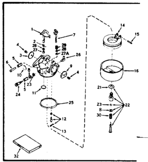 Carburetor No. 632233 Diagram and Parts List for 143366082  Craftsman Engine