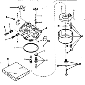Carburetor Diagram and Parts List for 14340600  Craftsman Engine