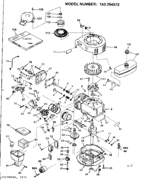 Replacement Parts Diagram and Parts List for 143254072  Craftsman Engine